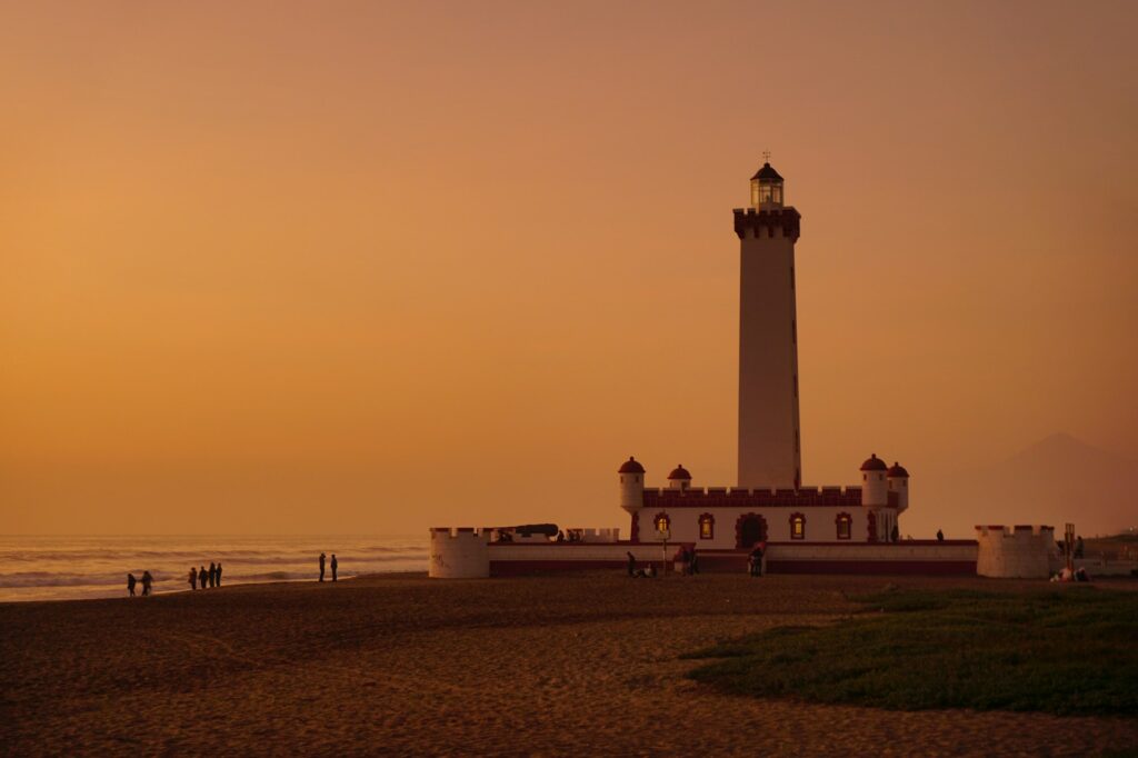 Lighthouse at sunset in La Serena, Chile
